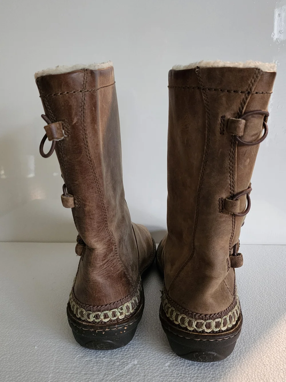 UGG Women's Kona Toggle Brown Suede Shearling-Lined Boots